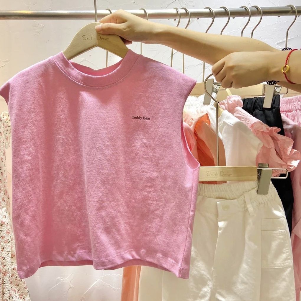 Bộ Đồ Hai Mảnh Áo Sát Nách In Chữ Và Hoạt Hình Màu Trắng Thoải Mái Dễ Phối Đồ Thời Trang Cho Bé Trai Và Gái