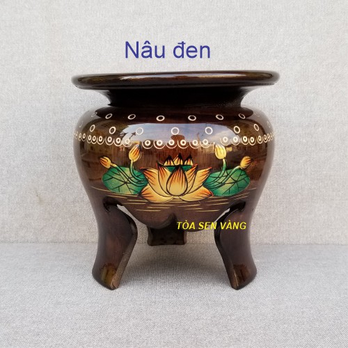 Đôn gỗ thờ - Đế gỗ 3 chân, đường kính 16cm, cao 15cm - Màu nâu đen, nâu đỏ