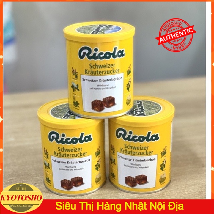 Kẹo ngậm thảo dược hỗ trợ giảm ho khàn giọng Ricola Đức hộp 250g