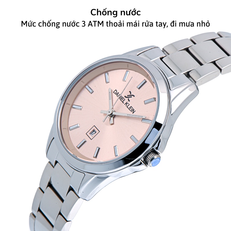 Đồng hồ nữ Daniel Klein Watch DK.1.12814 mặt nhỏ kính cứng chống xước, chống nước, dây thép đeo tay cao cấp chính hãng