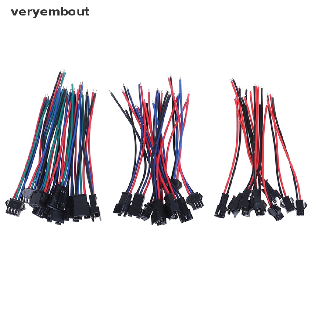 Set 5 Cặp Đầu Nối Dây Đèn LED 20cm SM 2Pin 3Pin 4Pin Male Và Female Tiện Dụng