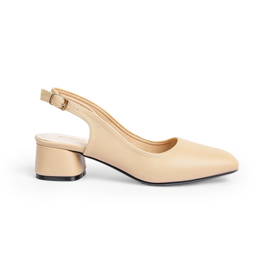 Giày cao gót nữ 3 phân mũi vuông gót trụ vuông dáng slingback bít mũi đẹp thời trang công da lì mềm mại Nuddo_NUS706