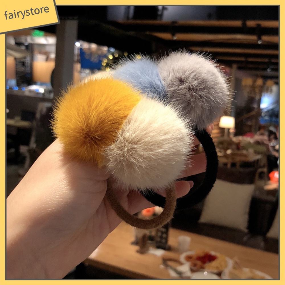 Dây Buộc Tóc Đính Quả Bông Nhỏ Xinh Xắn Cho Nữ