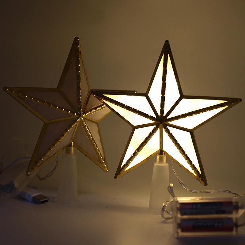 Đèn led hình ngôi sao 5 cánh trang trí cây thông noel 17*15cm