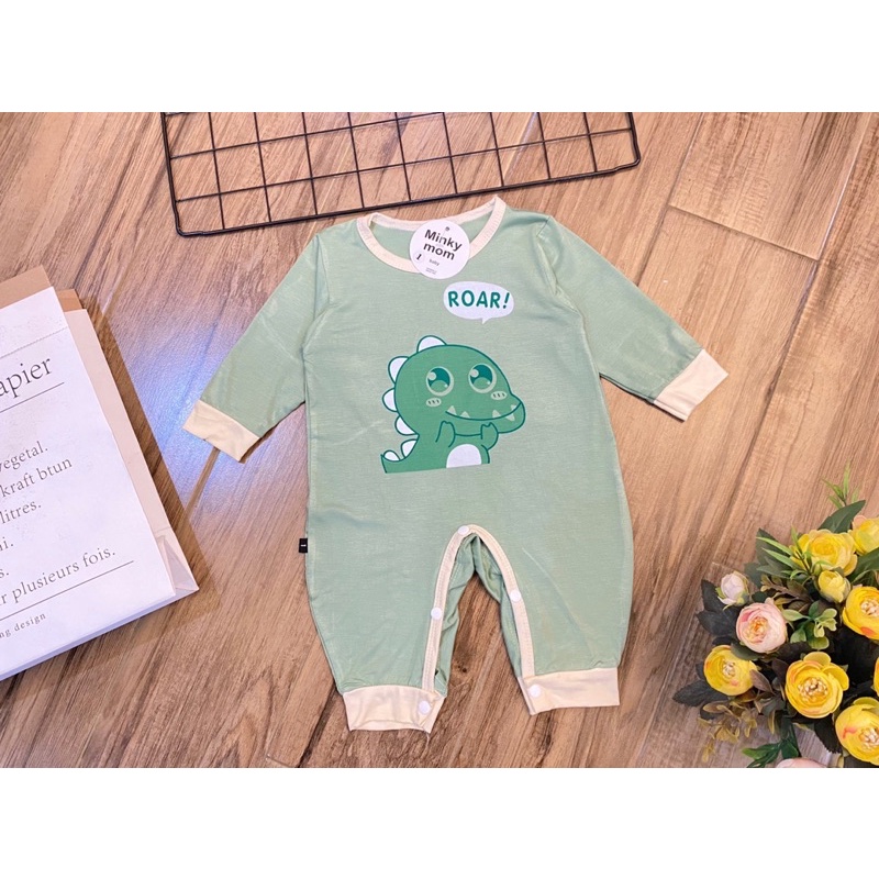 (Ms34)Bodysuit cho bé dài tay không tất chân(mặc nằm điều hòa) vải thun lạnh mỏng mát co giãn tốt cho bé trai và bé gái