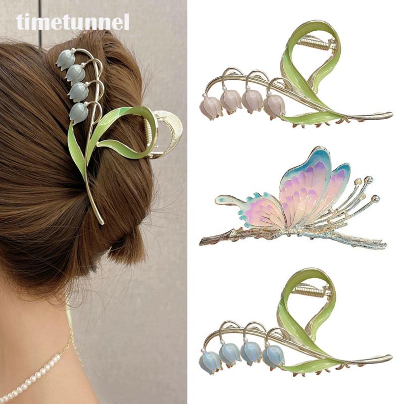 Set 3 Kẹp Tóc Hoa Tulip / Cá Mập / Cá Mập Phong Cách Vintage Ngọt Ngào Cho Nữ