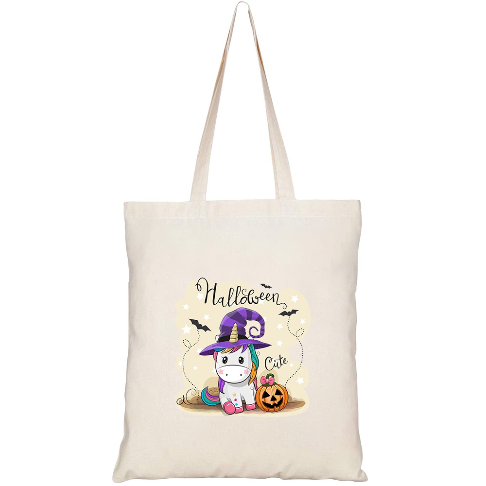 Túi vải tote canvas HTFashion in hình greeting halloween card cute cartoon HT341