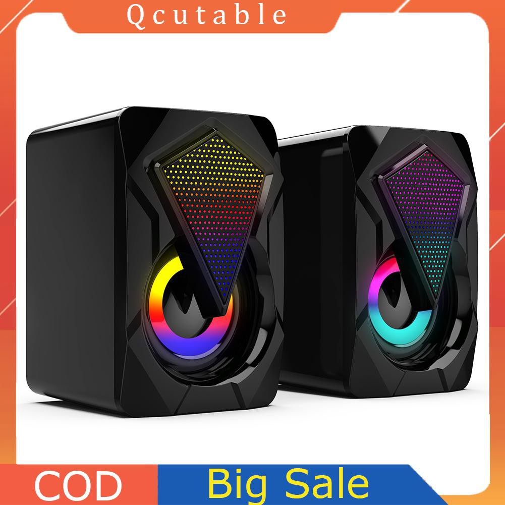 X2 Computer Speakers USB Powered 3Wx2 Bass Speakers with RGB Light for PC