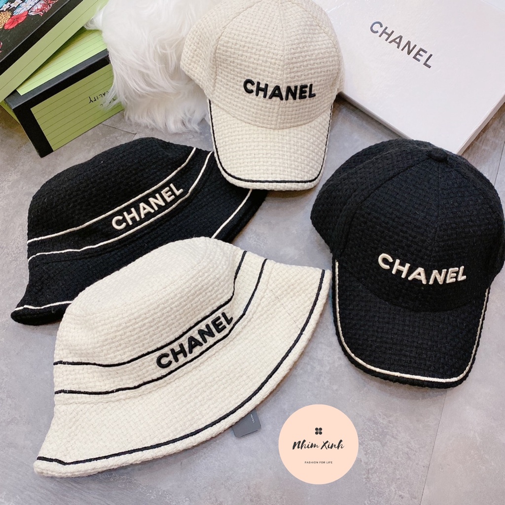Set Mũ Bucket Và Lưỡi Trai Thu Đông Cho Nữ - Chất Dạ Dày Dặn, 2 Màu Đen/Trắng - Hàng Quảng Châu Cao Cấp