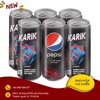 Lốc 6 lon nước ngọt Pepsi không calo 320ml (Karik / Suboi / Wowy)