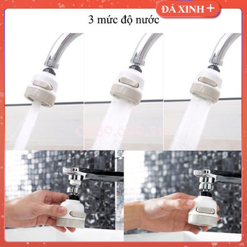 Đầu Vòi Nối Nước Rửa Bát Tăng Áp Xoay 360 Độ - 3 Chế Độ Xả Nước