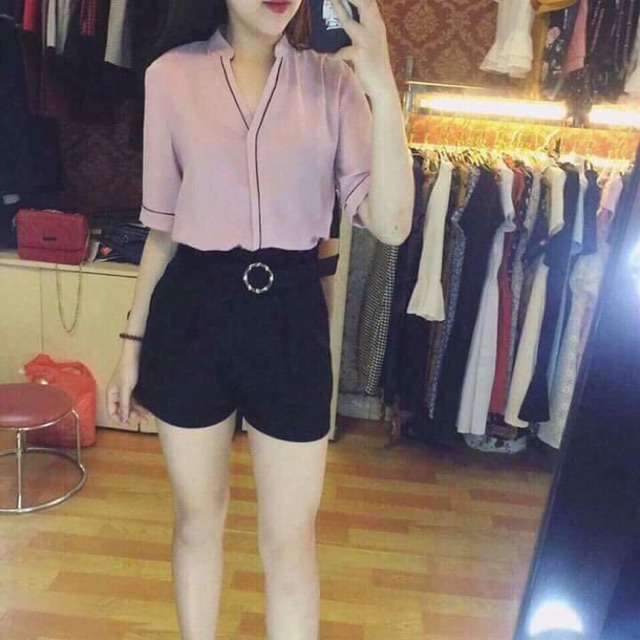 Áo sơ mi voan viền 