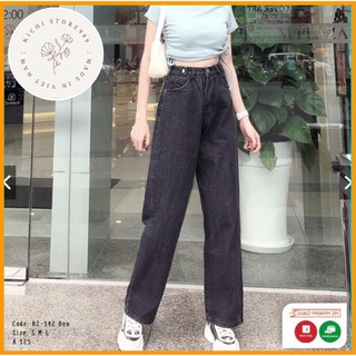 Quần Baggy Jean co giãn nhẹ thời trang nữ Kichistore , Quần Jean không ra màu khi giặt M142