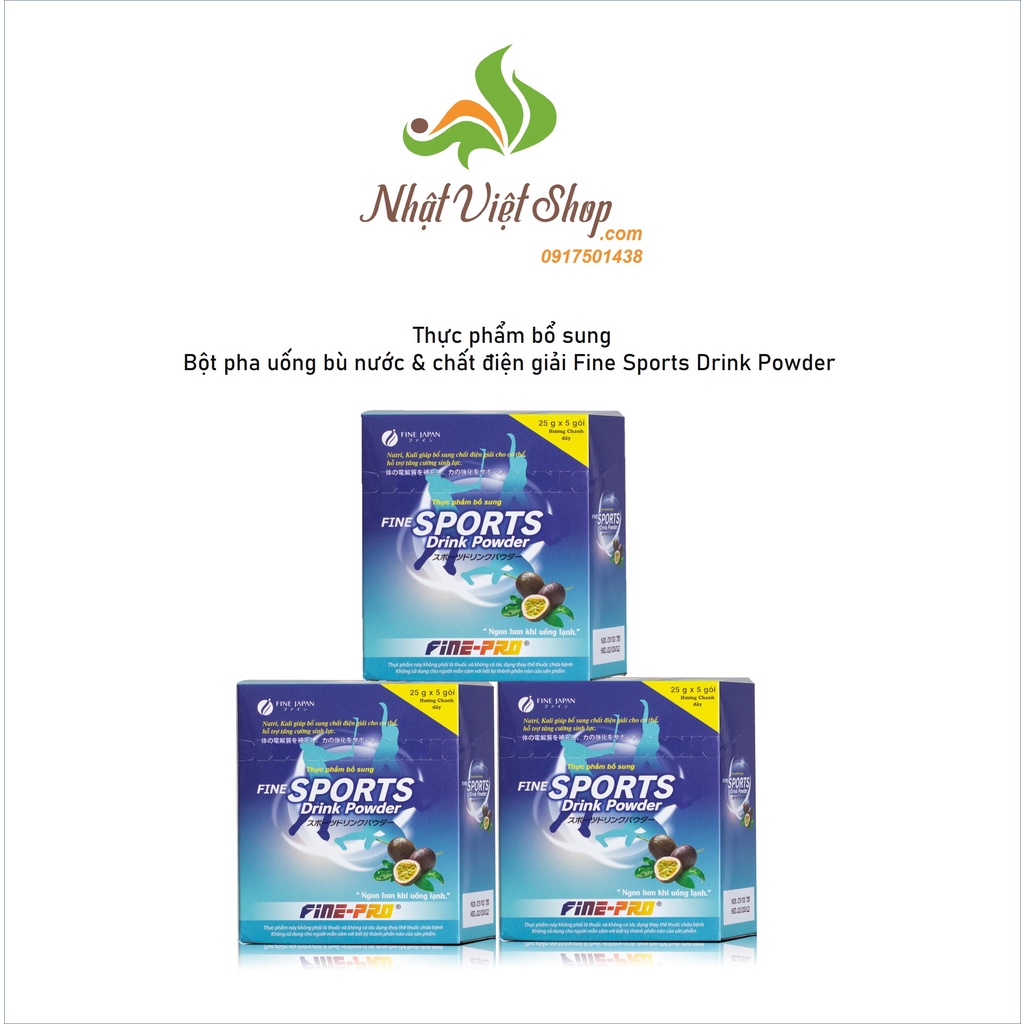 Combo 3 Hộp Bột pha uống bù điện giải Fine Sports Drink Powder