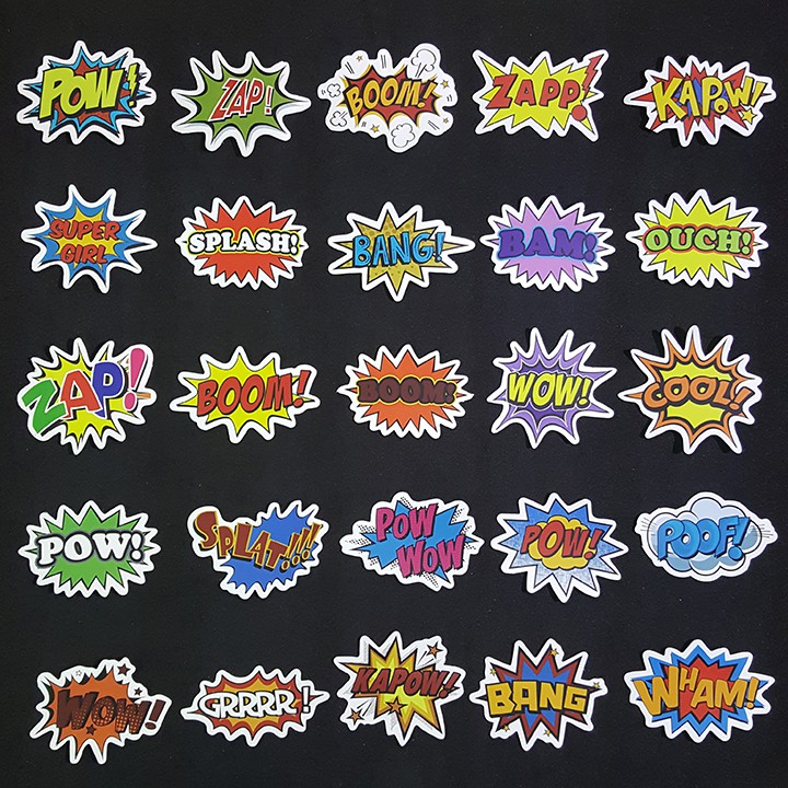 Sticker dán cao cấp chủ đề BOOM - Dùng dán Xe, dán mũ bảo hiểm, dán Laptop...