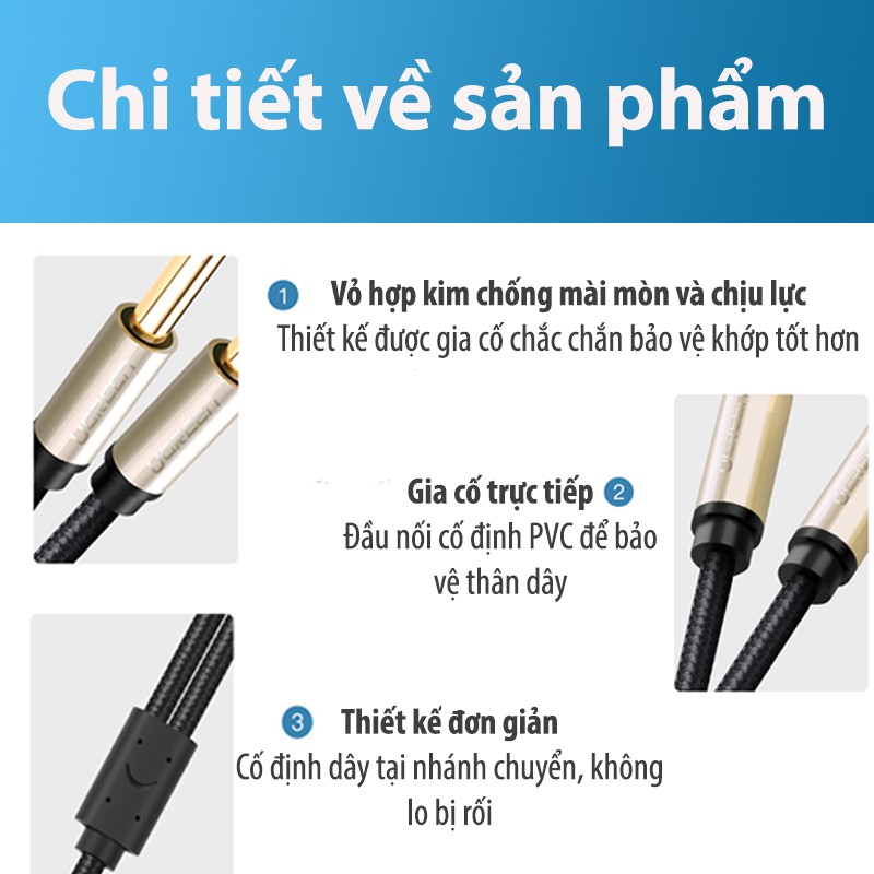 [Mã ELHACE giảm 4% đơn 300K] Cáp âm thanh 3.5mm ra 2 đầu 6.5mm Cao Cấp Ugreen 40791 40792 40793 40794 AV126