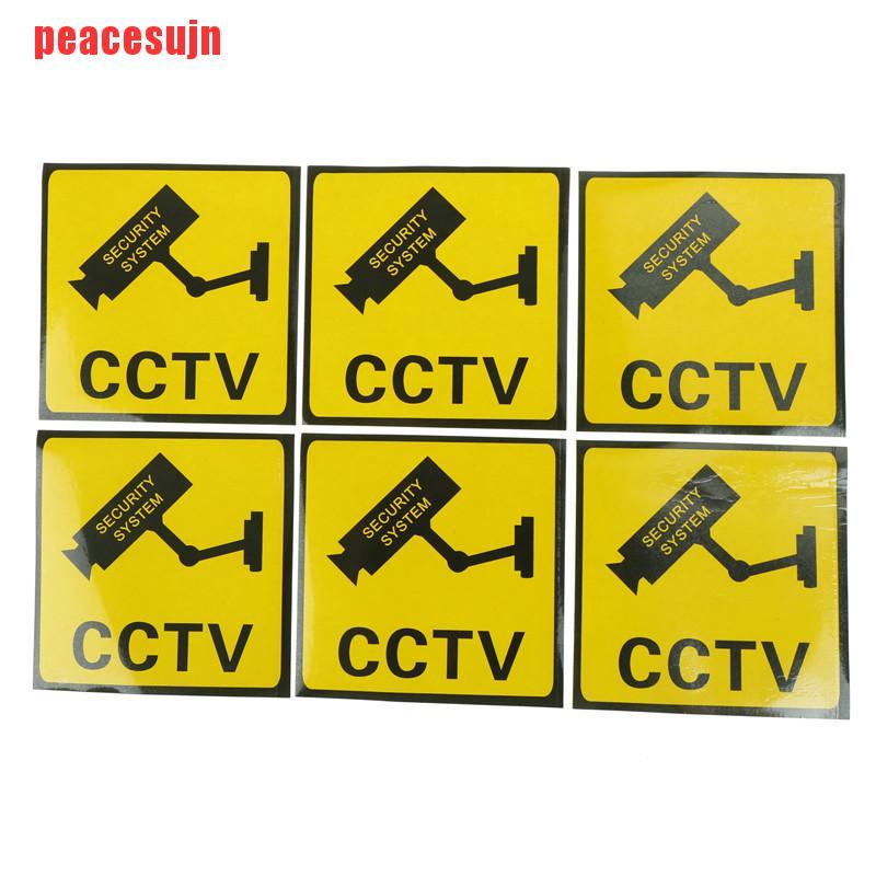 Set 6 đề can dán thiết kế biển cảnh báo camera an ninh giám sát CCTV cho nhà ở