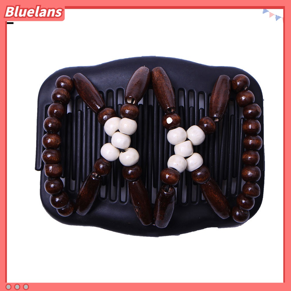 Lược Cài Tóc Bằng Gỗ Đính Hạt Hai Đầu Tạo Kiểu Tóc Cho Nữ 48h