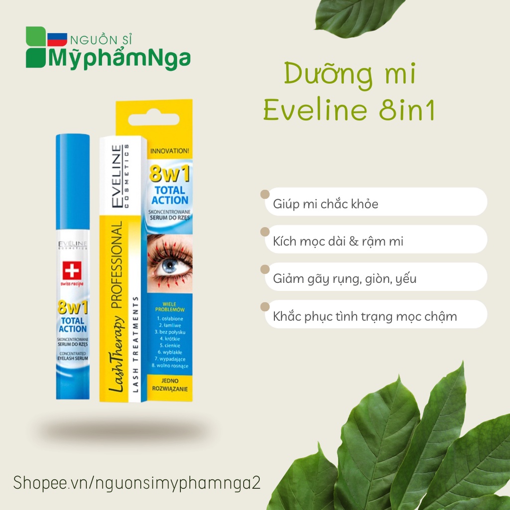 Dưỡng mi Eveline 8in1 - Dưỡng dài dày & cong mi Eveline