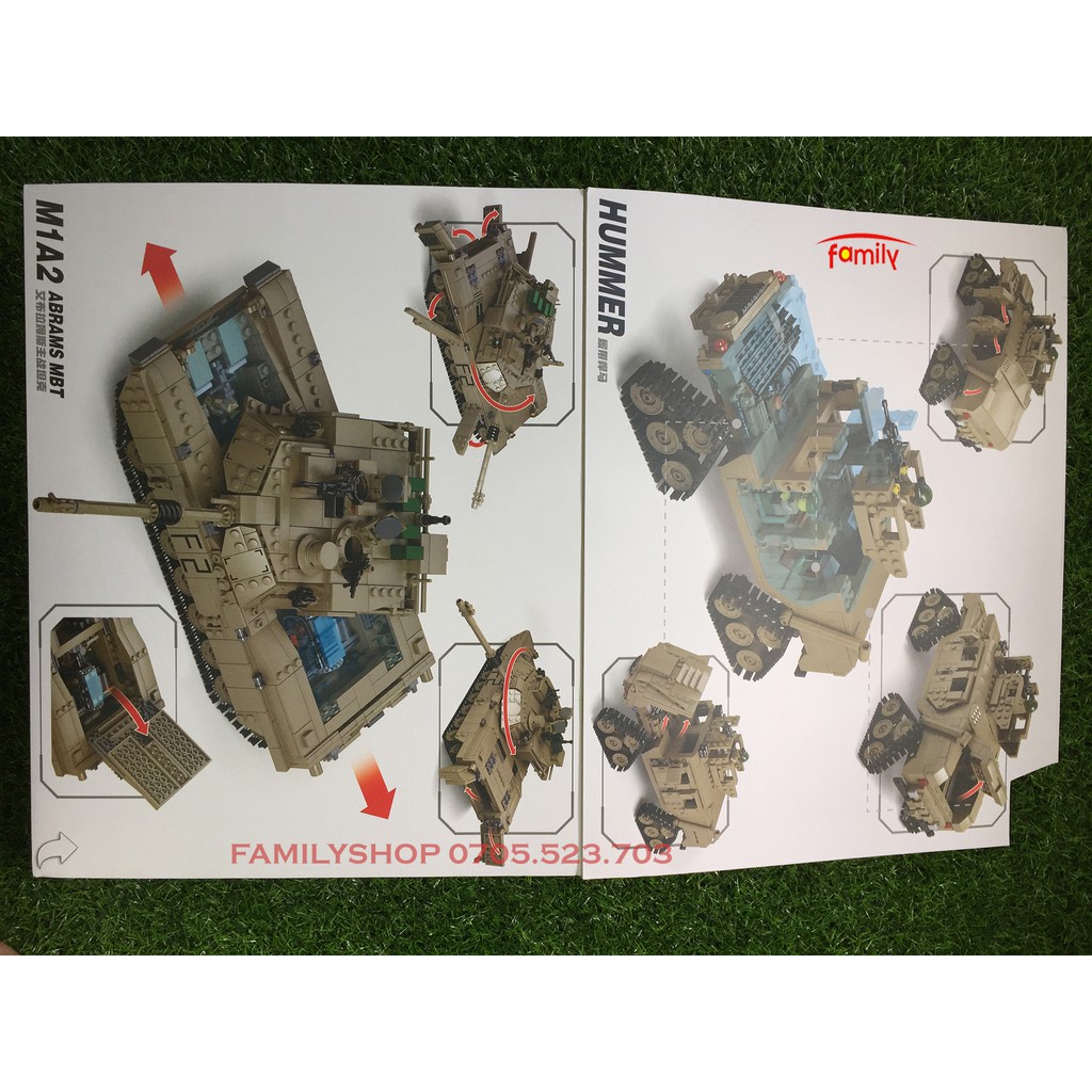 Mẫu Lắp ráp Xe Tăng Biến Hình Hummer Mã Kazi KY10000 Lego Military Army M1A2 Abrams Mbt đồ chơi xếp hình cho bé xingbao