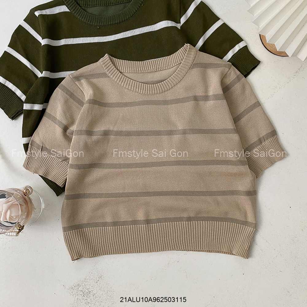 Áo len nữ tay ngắn kẻ ngang thời trang ulzzang Hàn Quốc Fmstyle Saigon 21ALU10A962503 | BigBuy360 - bigbuy360.vn