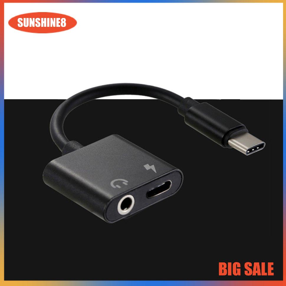 【SUN】[NEW]USB C to Jack 3.5 Type C Cable Adapter 2-in-1 Type C 3.5mm Earphone Converter