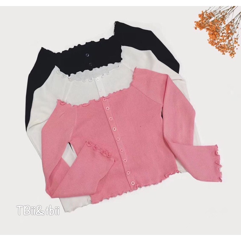 Áo len cúc cổ thuyền dáng ngắn, Áo len Croptop dài tay sexxy AL7108 - NhiNhiShop