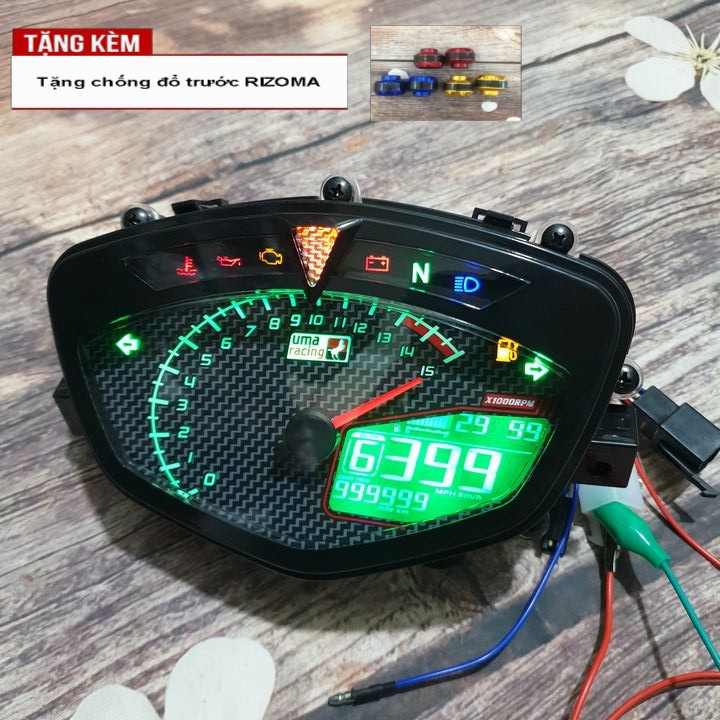 Đồng hồ điện tử UMA Racing gắn xe Sirius và Exciter - Tặng ngay đôi chống đổ trước răng cưa - S1339