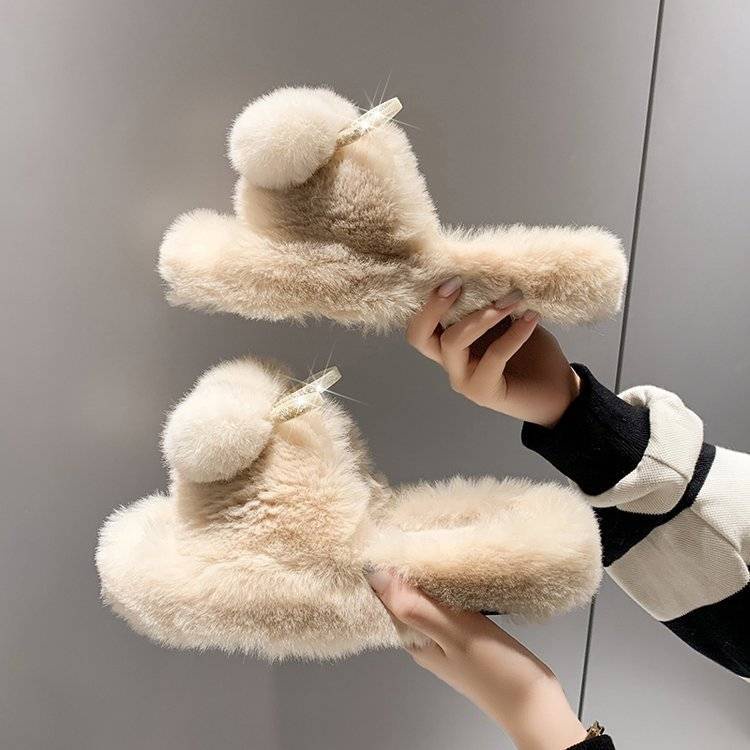 Dép Bông Đi Trong Nhà Đế Bằng Dày Dặn Dễ Phối Đồ Dành Cho Nữ