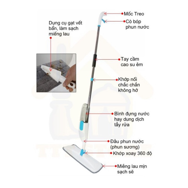 Cây Lau Nhà Đa Năng Thông Minh 2 in 1 Có Bình Xịt Nước Tự động 88326 Tổng Kho Sỉ VP88