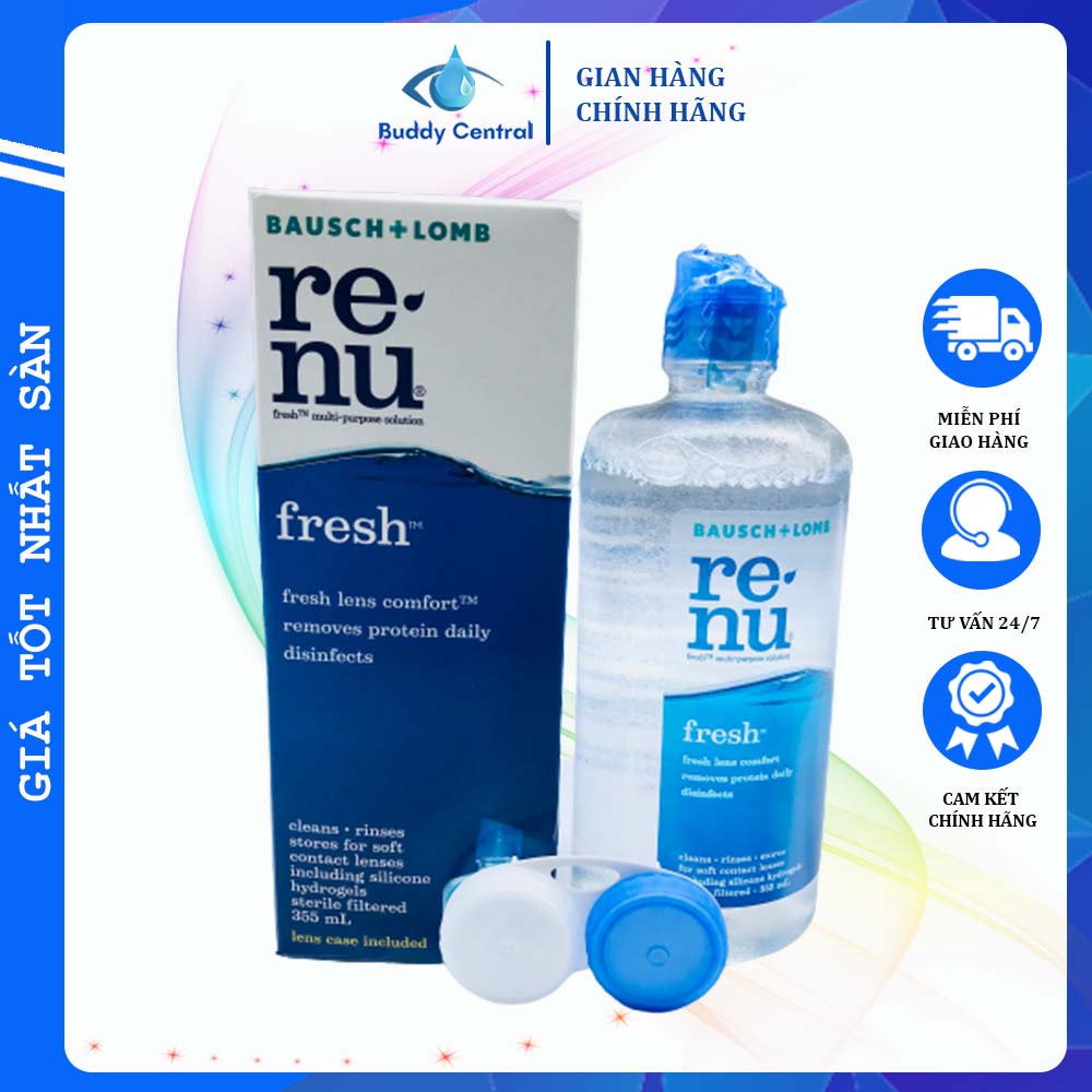 Nước ngâm lens Renu 355ml - Nước ngâm kính áp tròng Renu - Renu solution - Bausch &amp; Lomb - USA