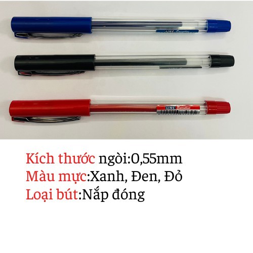 Bút bi nước gel xanh đen đỏ ngòi 0,5mm Linc hàng tốt