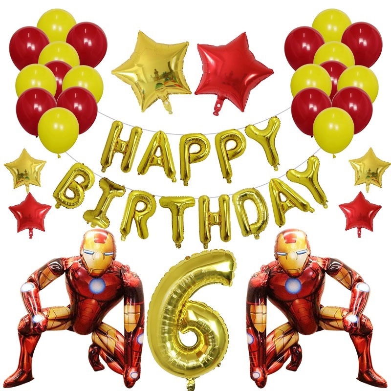 1 Set 42 Bóng Bay Hình Người Nhện 3D Trang Trí Tiệc Sinh Nhật Cho Bé
