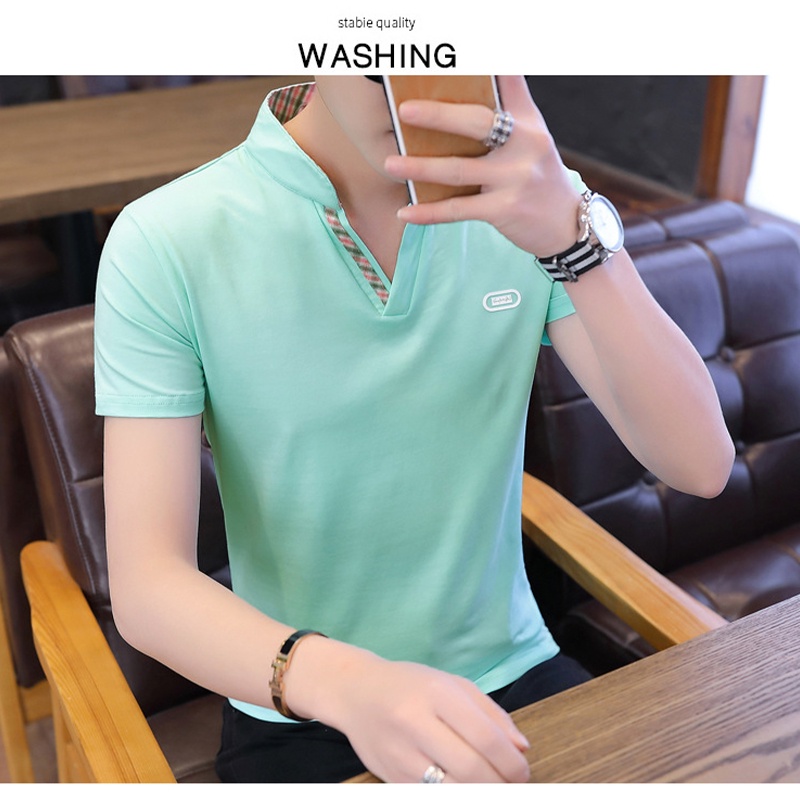 Áo polo AOKANG ngắn tay cổ đứng phong cách Hàn Quốc cho nam