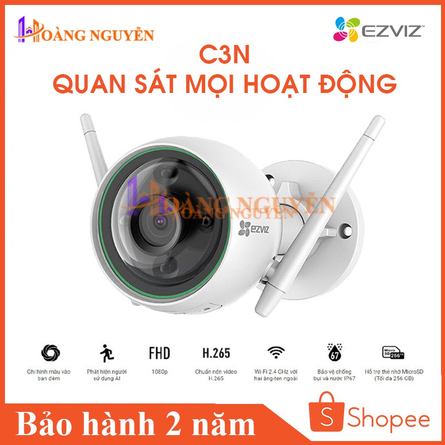 [NHÀ PHÂN PHỐI] Camera Wifi gắn ngoài trời EZVIZ CS-C3N (A0-3H2WFRL) 1080p - Hàng chính hãng