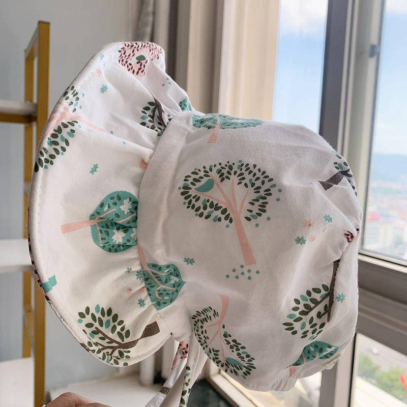 Mũ Cotton Chống Nắng/Gió/Gió Hoạ Tiết Hoạt Hình Xinh Xắn Cho Bé 6-12 Tháng Tuổi