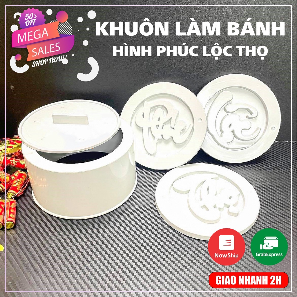 Bộ Khuôn Làm Xôi Phúc Lộc Thọ 5 Chi Tiết Bằng Chất Liệu Nhựa Chịu Nhiệt, Khuôn Làm Bánh Phúc Lộc Thọ
