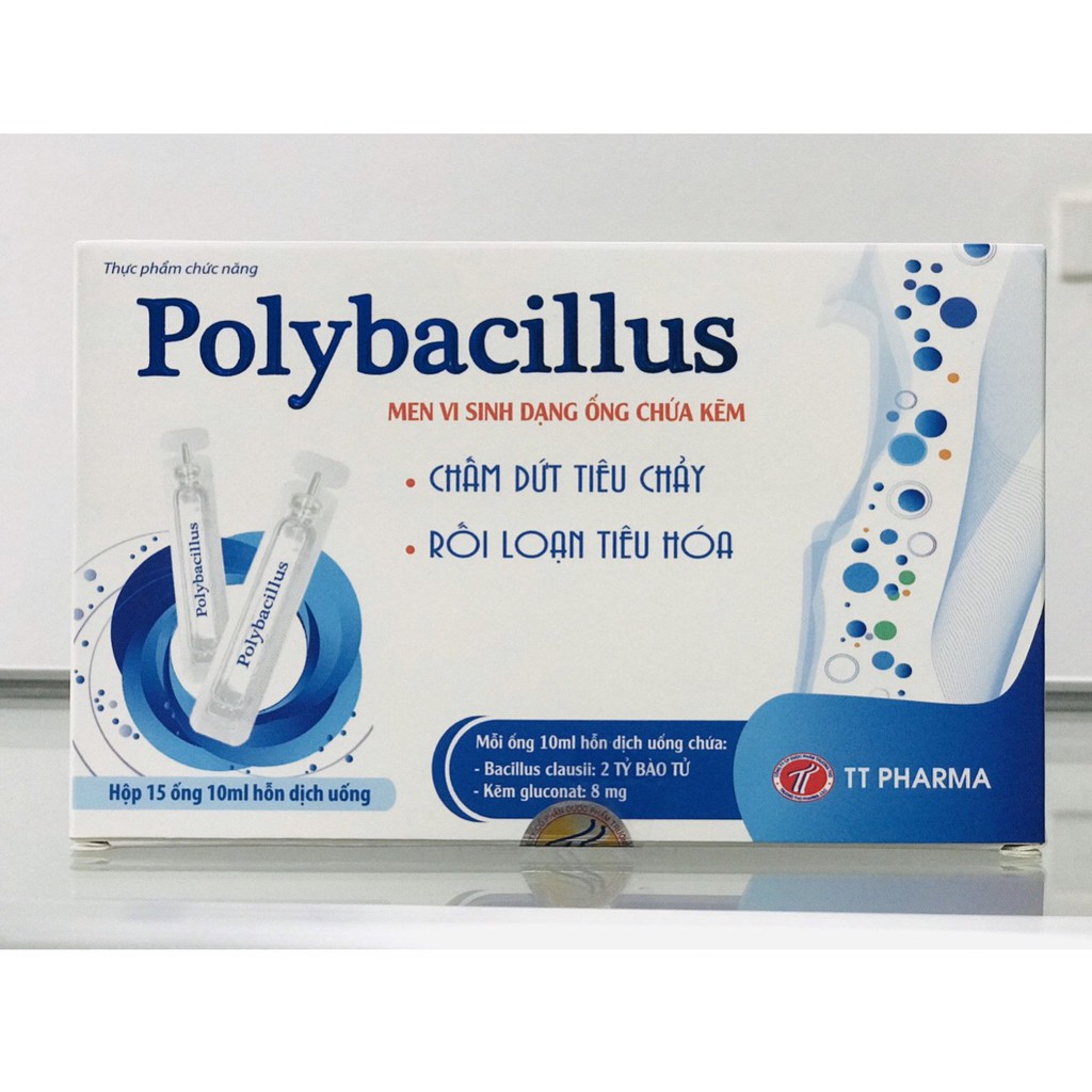 Men vi sinh Polybacillus – Hỗ trợ bổ sung lợi khuẩn, giảm rối loạn tiêu hóa, khó tiêu, chướng bụng (15 ống 10ml)