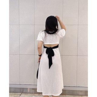 Váy maxi bigsize cột nơ lưng phối màu Holly (bigsize_giare)