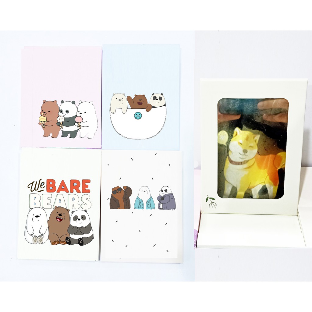 Gương gập mini ba anh em gấu GGN9 gương bare bear dễ thương size nhỏ gương giấy hoạt hình cute dễ thương