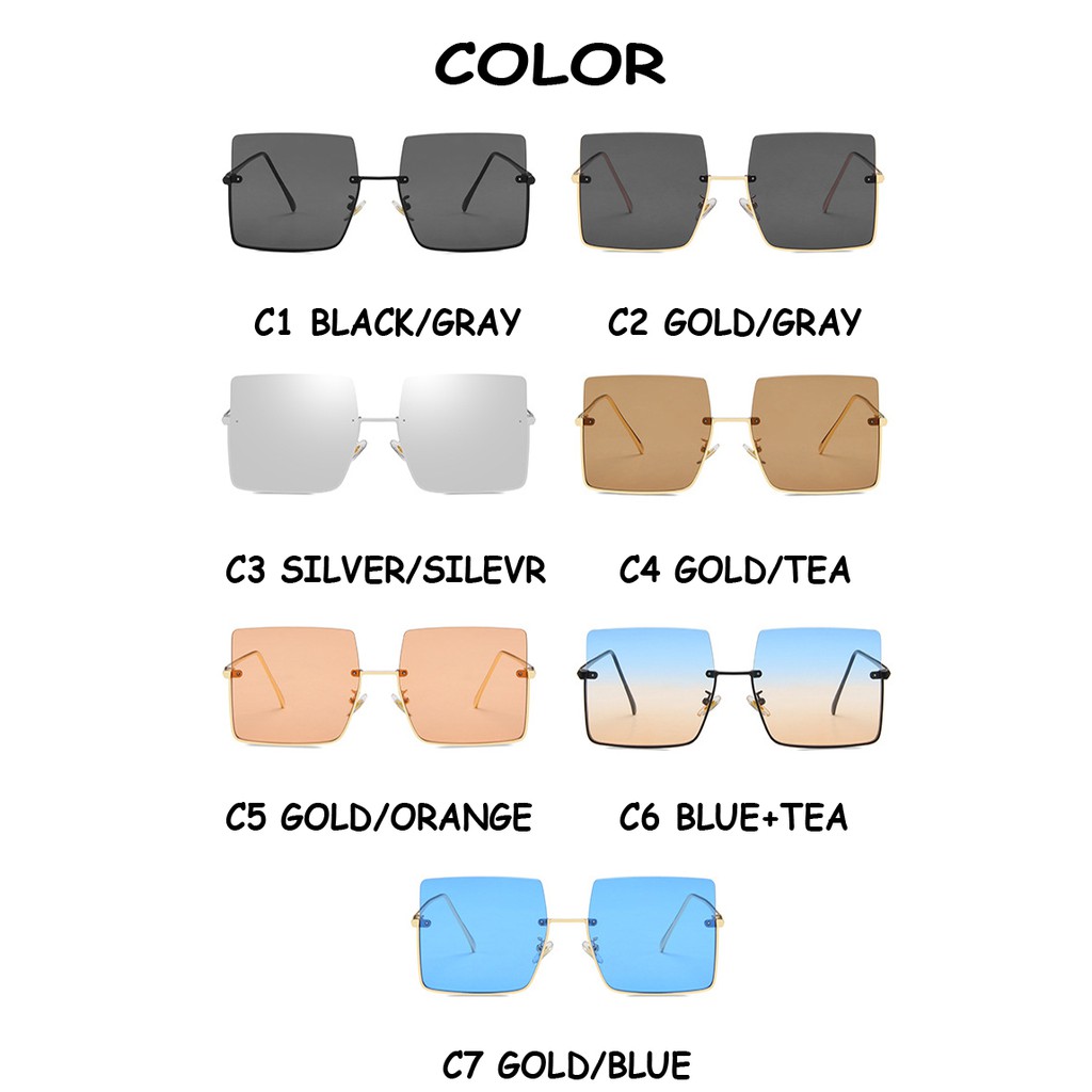 Kính Mát Vuông Nửa Gọng Bằng Kim Loại Phong Cách Retro Thời Trang INS