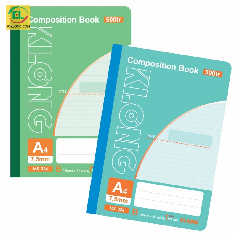 Vở may dán gáy A4 500 trang kẻ ngang Compostion Book, sổ Klong MS 324