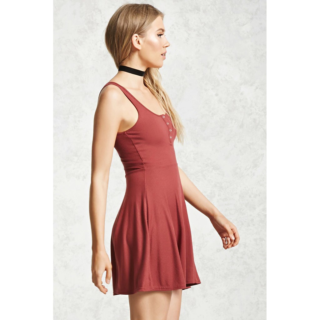 F21 RIBBED SKATER DRESS