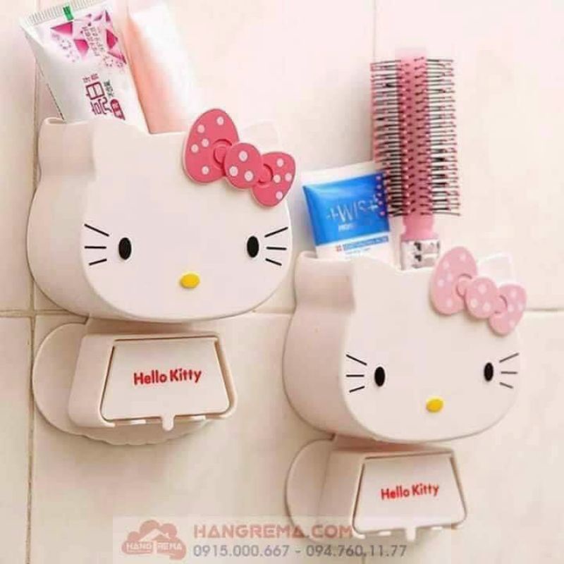 Hộp treo bàn chải, treo bút thước hình kity,