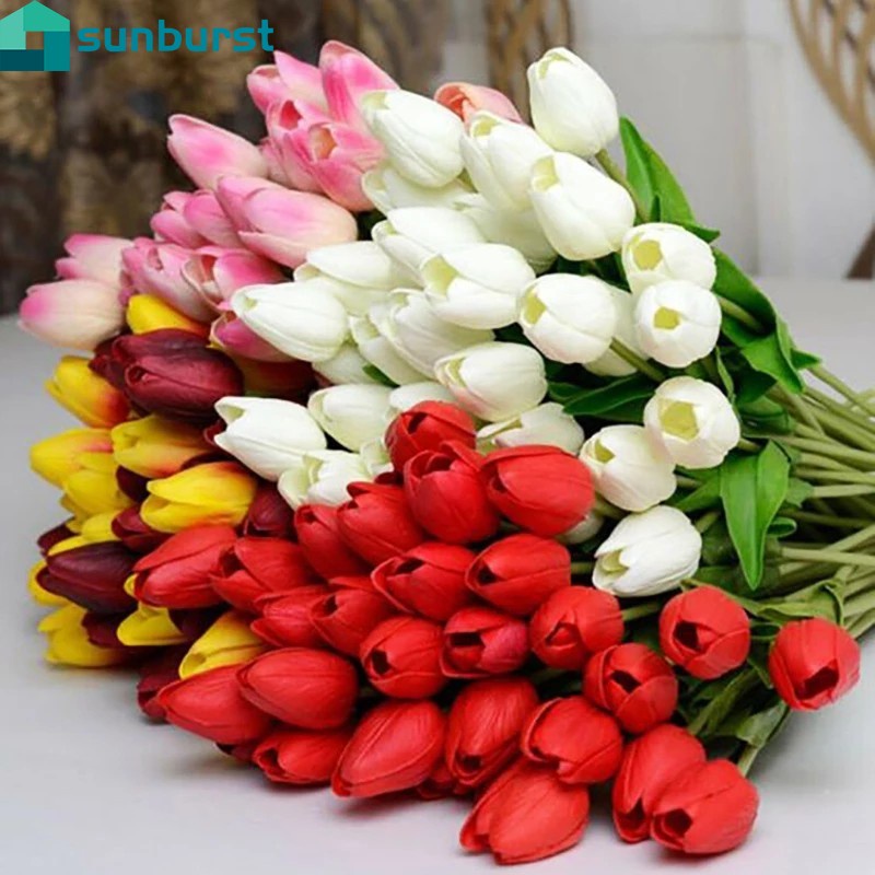 Bộ 10 Bông Hoa Tulip Giả Bằng Latex Trang Trí Tiệc Cưới