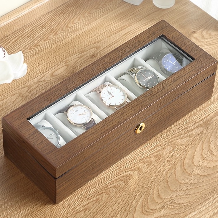 Casegrace Hộp Gỗ Đựng Đồng Hồ 5 Ô - Hộp Xếp Đồ, Trưng Bày Khuyên Tai Vòng Cổ Trang Sức Sang Trọng - Wincy Mart