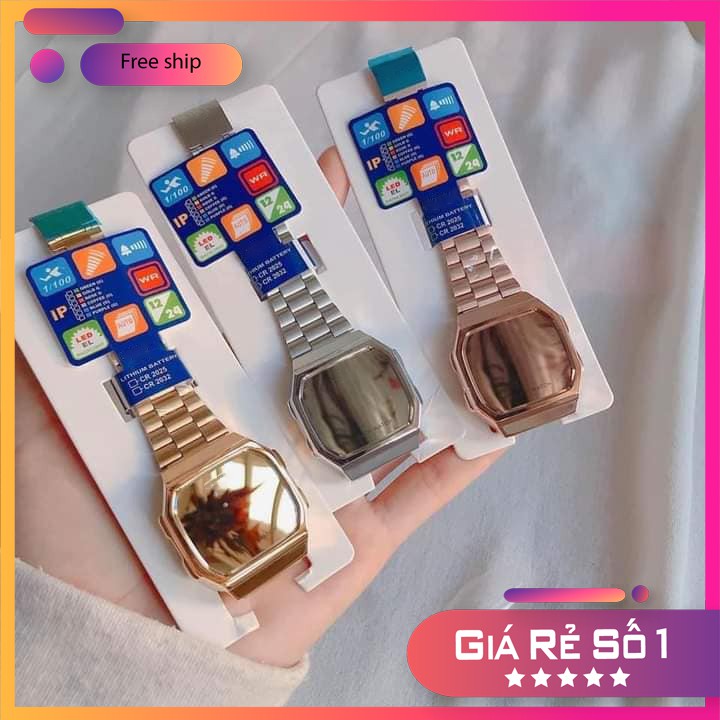 Đồng Hồ LED Tráng Gương Cảm Ứng Unisex Hàng Chính Hãng - Thép Không Gỉ Không Bay Màu