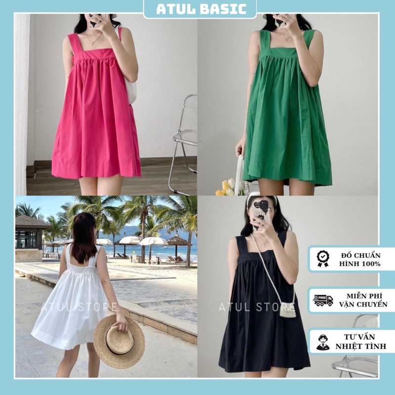 Váy Hai Dây, Váy Babydoll Hai Dây Dáng Xoè Bồng Bềnh Form Rộng Đi Biển Phong Cách Hàn Quốc - Kola Dress