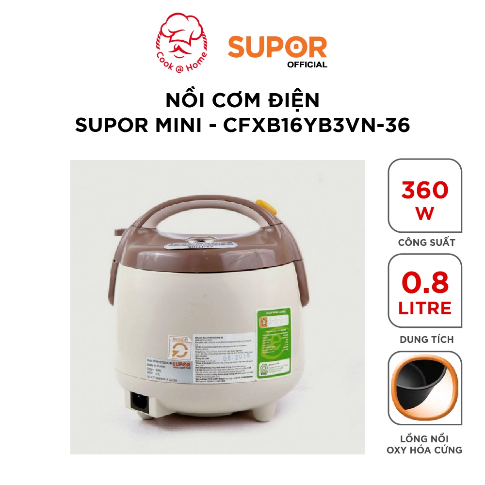 Nồi cơm điện Mini Supor CFXB-16YB3VN-36 0.8l (Trắng nâu)