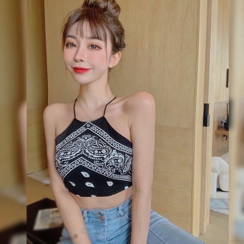 SIÊU HOT Áo Yếm Dây Chéo Thổ Cẩm Ulzzang, Áo 2 Dây Thổ Cẩm Nữ Croptop Sexy